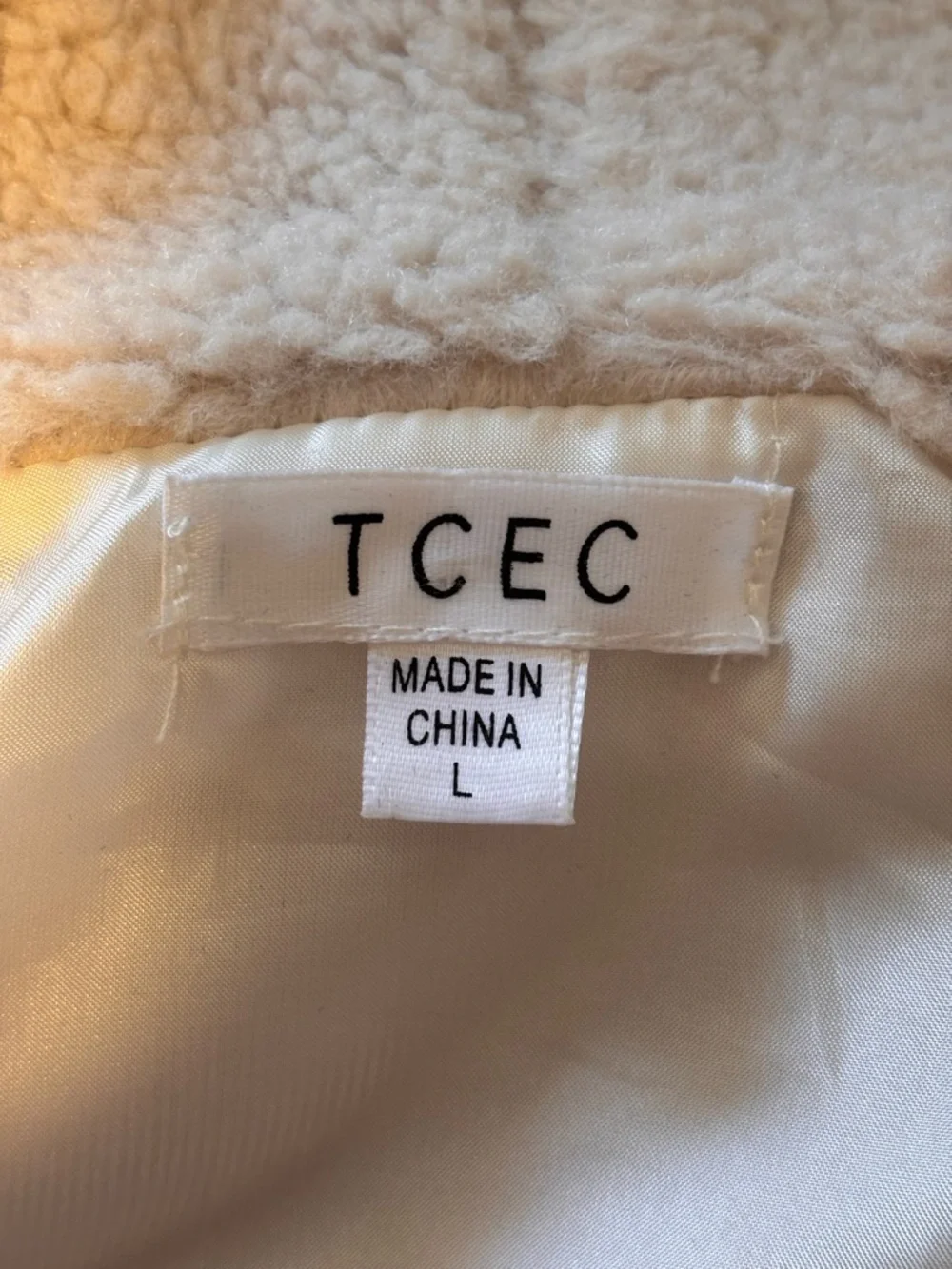 🌸 TCEC Cream Faux Shearling Open-Front Vest Women’s Size Large